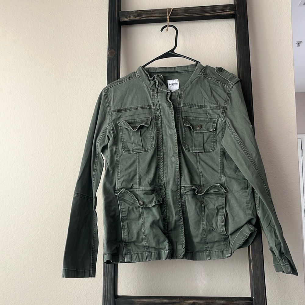 Olive green bomber cargo jacket